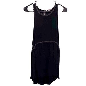 POL Black Sleeveless Tank Dress with Scallop Trim